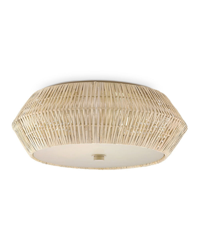 Currey and Company 9999-0078 Two Light Flush Mount, Bleached Natural / Snow White / White