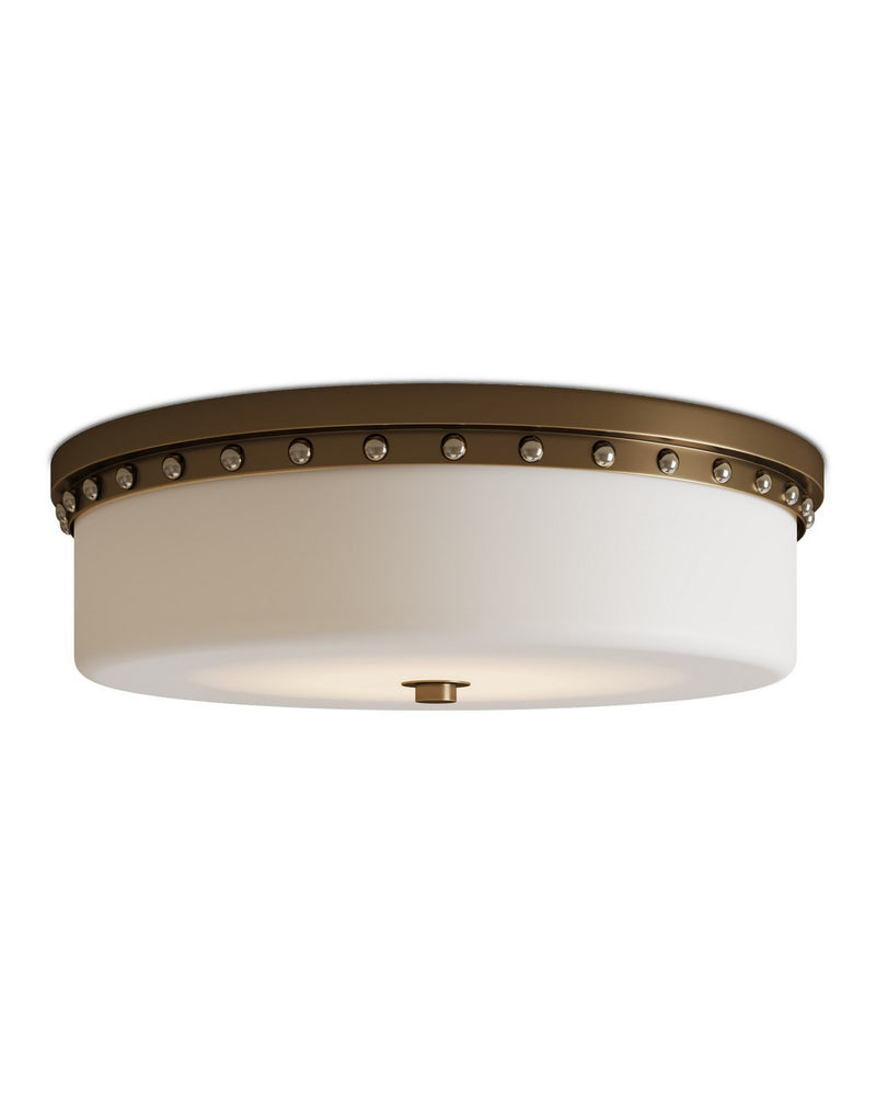 Currey and Company 9999-0079 LED Flush Mount, White / Antique Brass / Polished Nickel