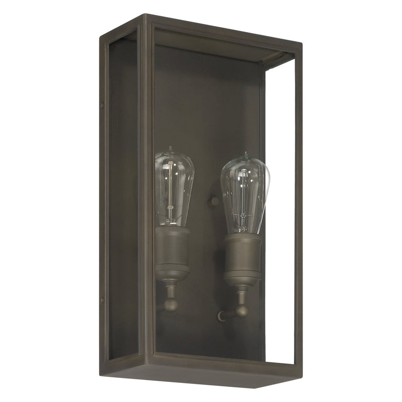 Thesis 207728A Two Light Exterior Wall Sconce, Blackened Brass