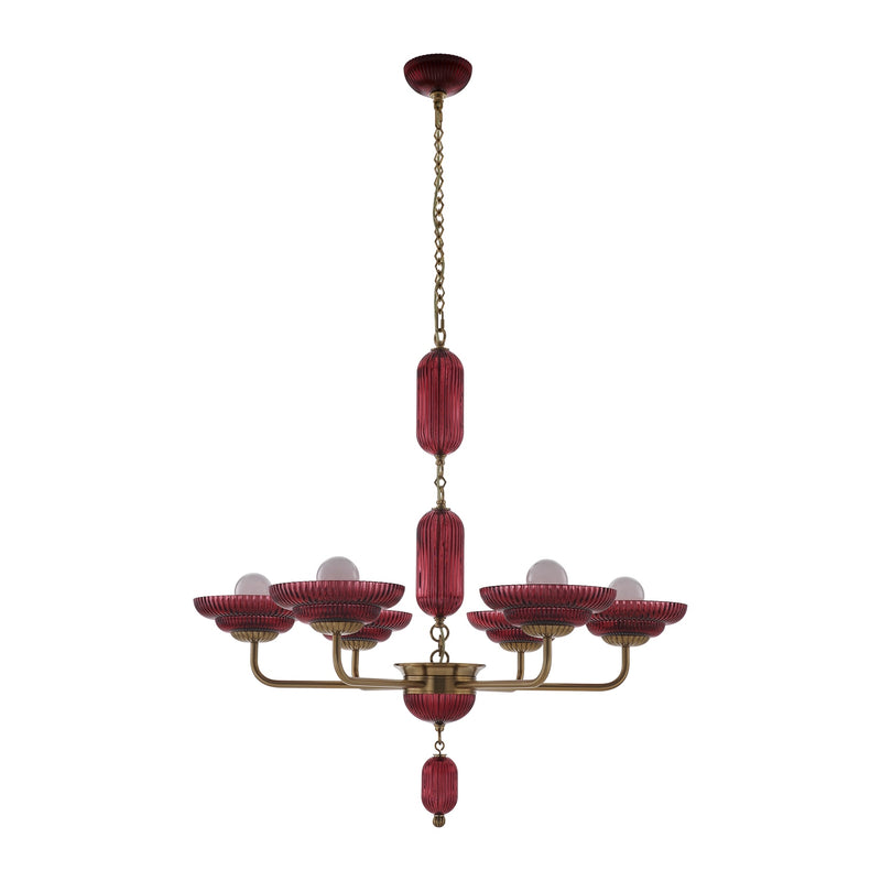 Kalco 519671STB/MGNT Six Light Chandelier, Satin Brass