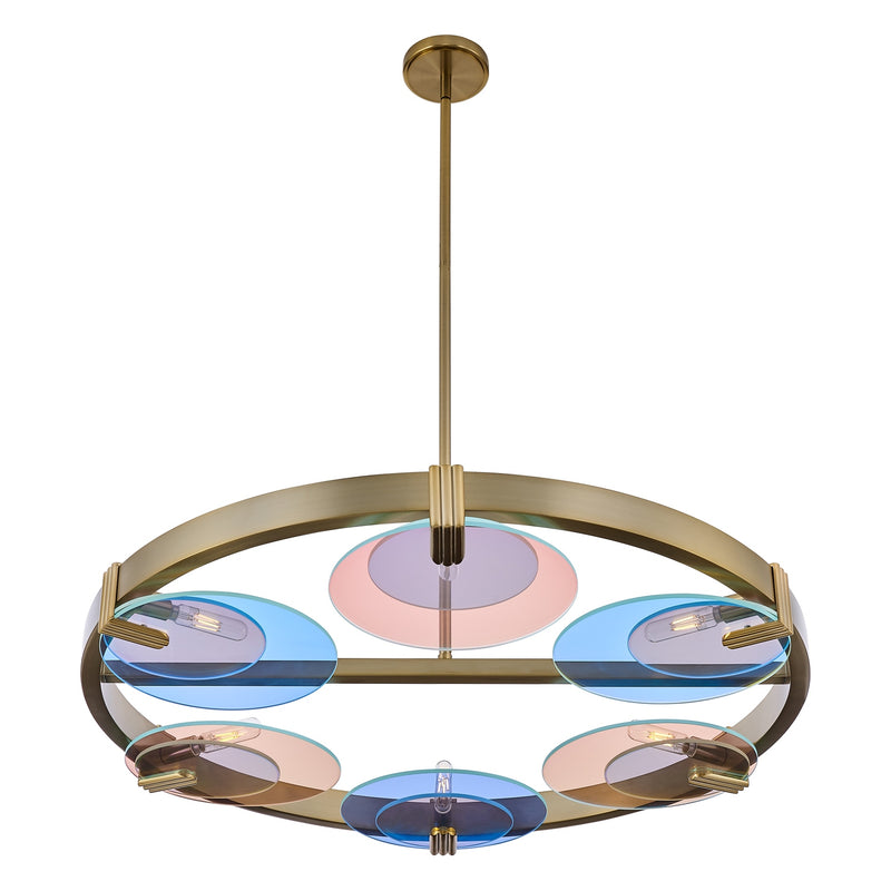 Kalco 528555WB Six Light Chandelier, Winter Brass