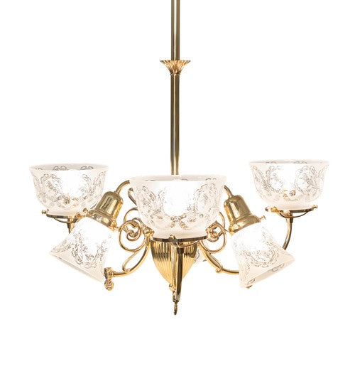 Meyda Tiffany 263775 Six Light Chandelier, Polished Brass