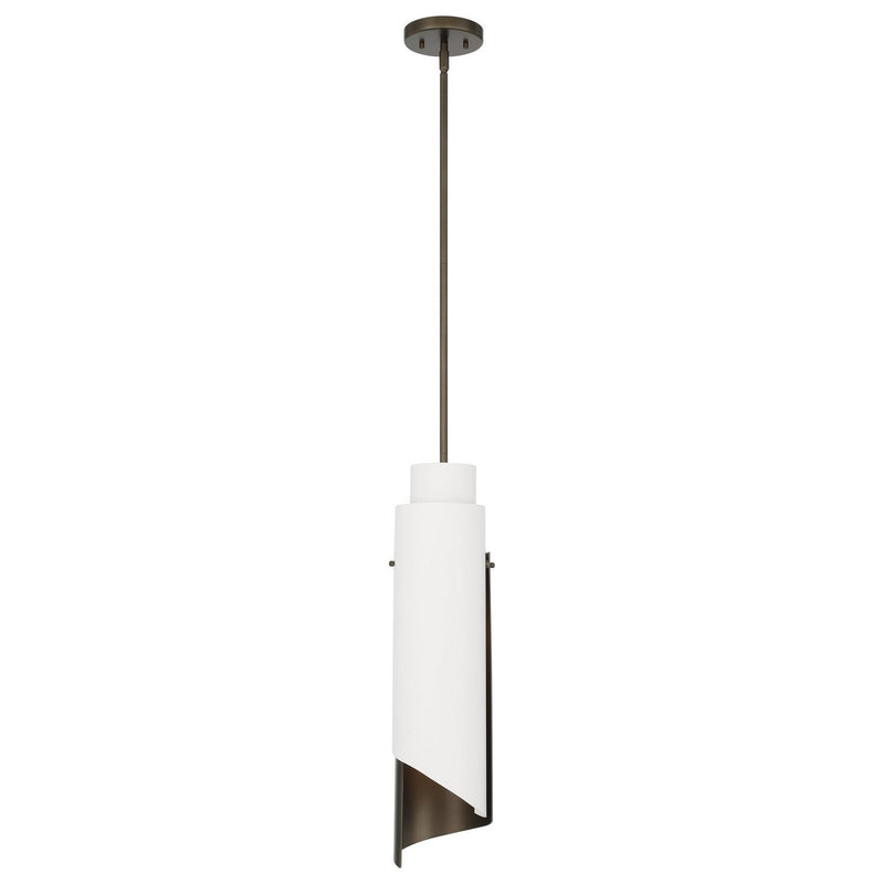 Thesis 207788A One Light Pendant, Forged Bronze, Matte White