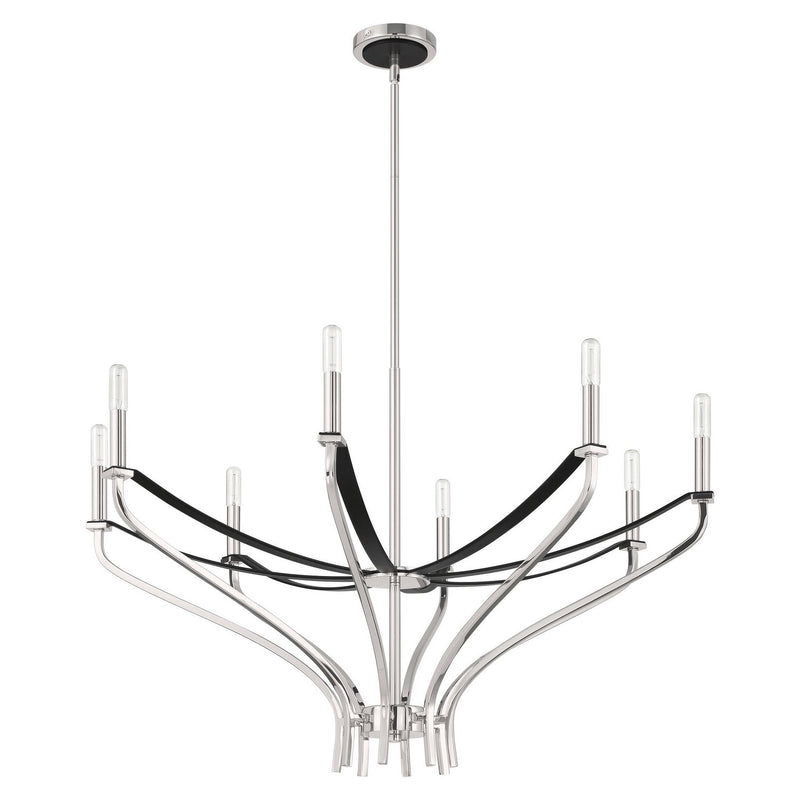 Thesis 207887A Eight Light Chandelier, Polished Nickel, Black