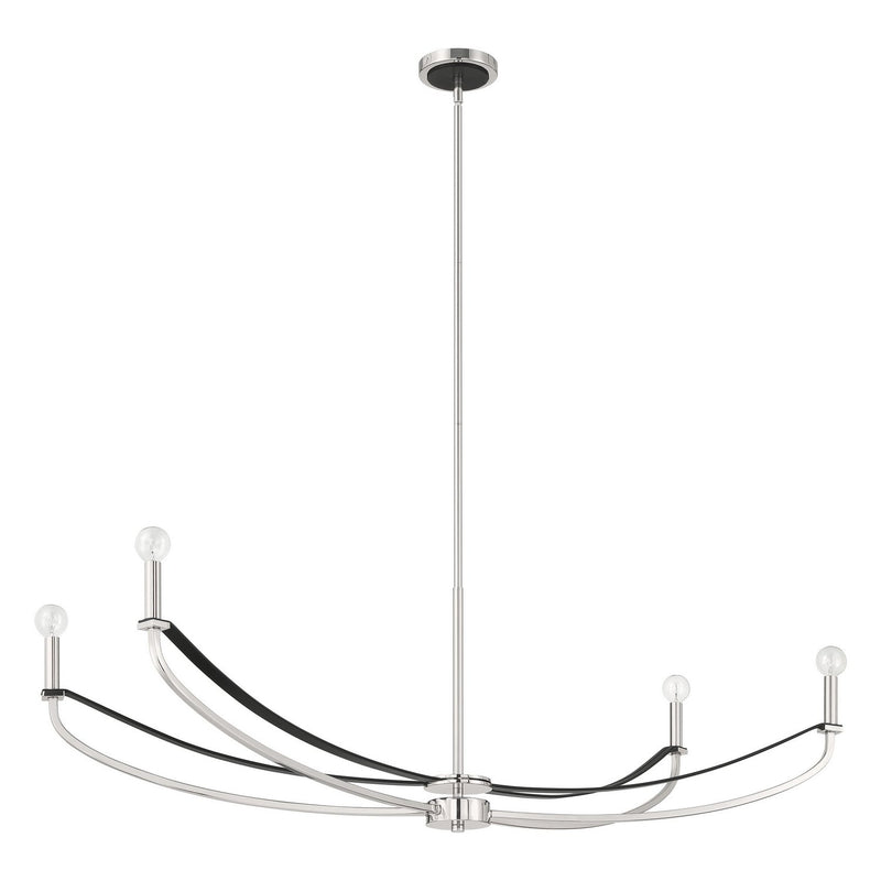 Thesis 207889A Four Light Linear Chandelier, Polished Nickel, Black
