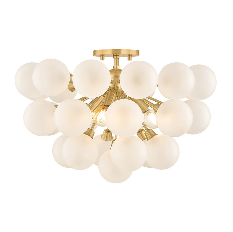 Mitzi H1087603-AGB Three Light Semi Flush Mount, Aged Brass