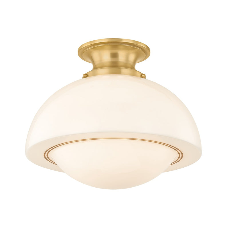 Mitzi H1090601L-AGB One Light Semi Flush Mount, Aged Brass