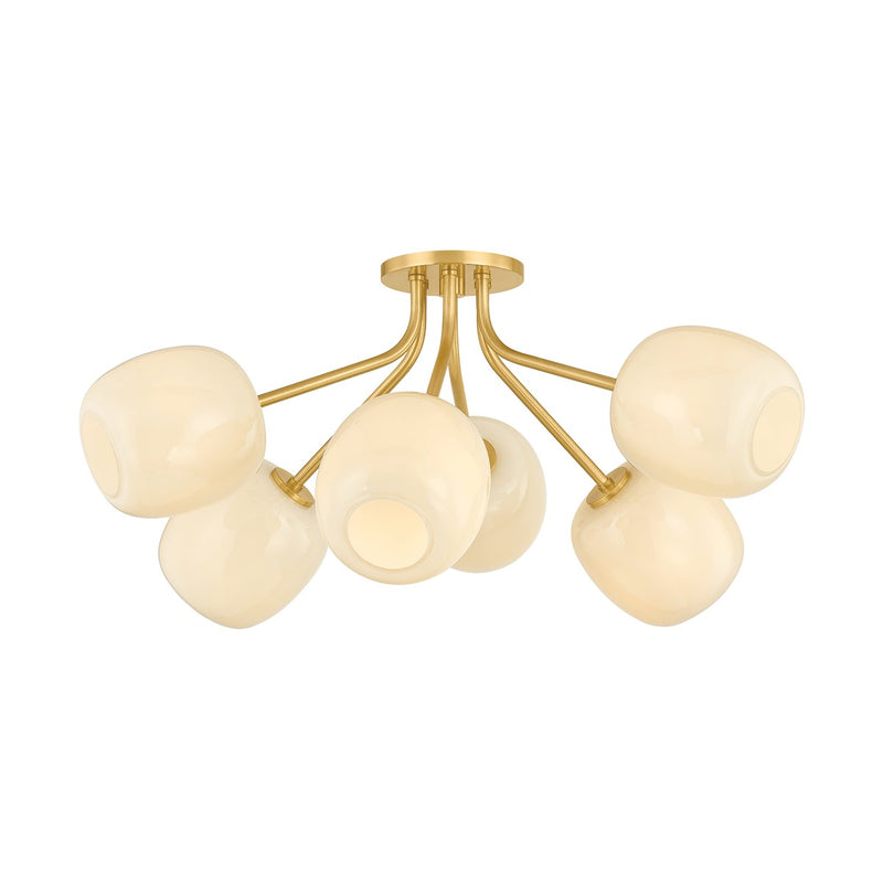 Mitzi H1092606-AGB Six Light Semi Flush Mount, Aged Brass