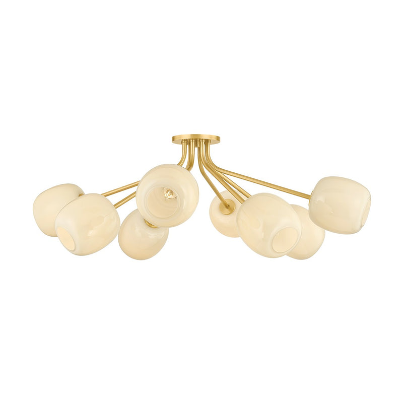 Mitzi H1092608-AGB Eight Light Semi Flush Mount, Aged Brass