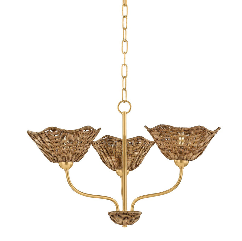 Mitzi H1101803-AGB Three Light Chandelier, Aged Brass