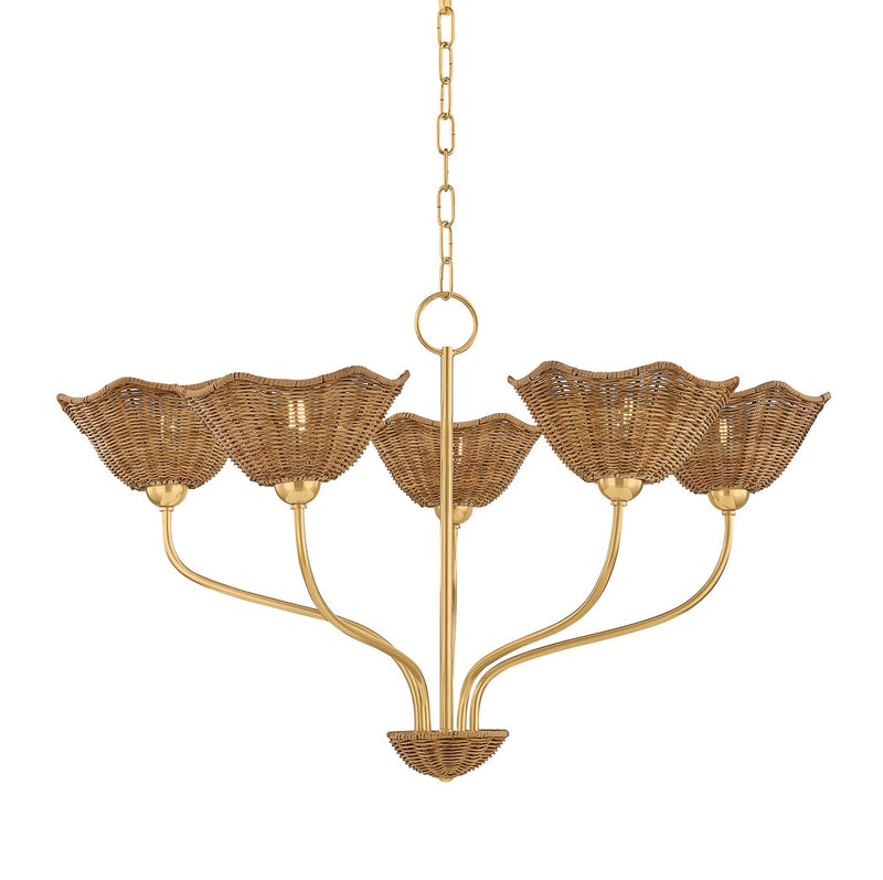 Mitzi H1101805-AGB Five Light Chandelier, Aged Brass