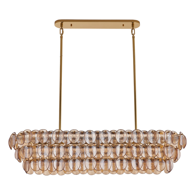 Kalco 524661PWB Nine Light Linear Pendant, Polished Winter Brass