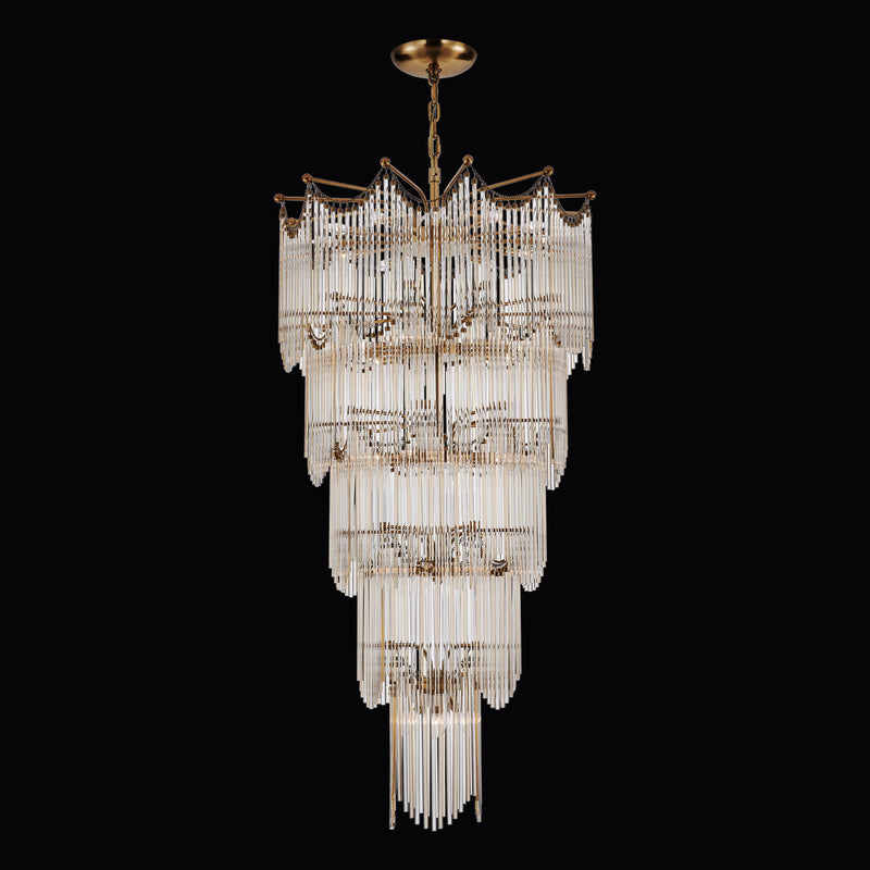 Kalco 527751VGB 40 Light Chandelier, Vintage Brass