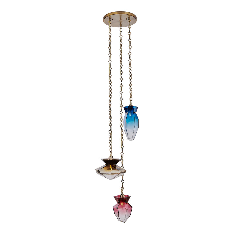 Kalco 528351WB Three Light Chandelier, Winter Brass