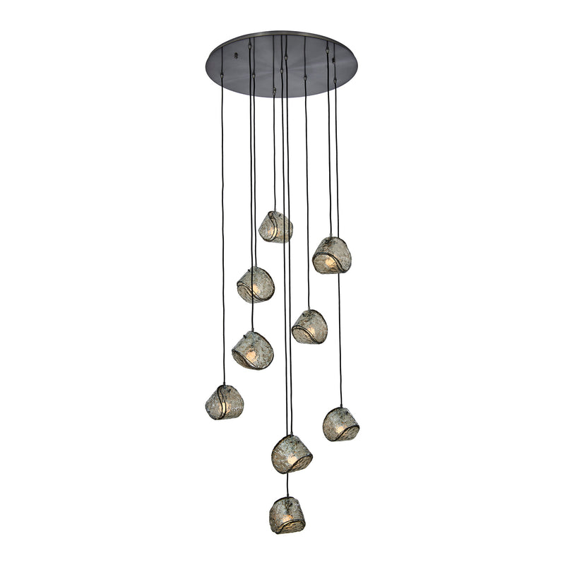 Kalco 529553SBN Nine Light Chandelier, Satin Black Nickel