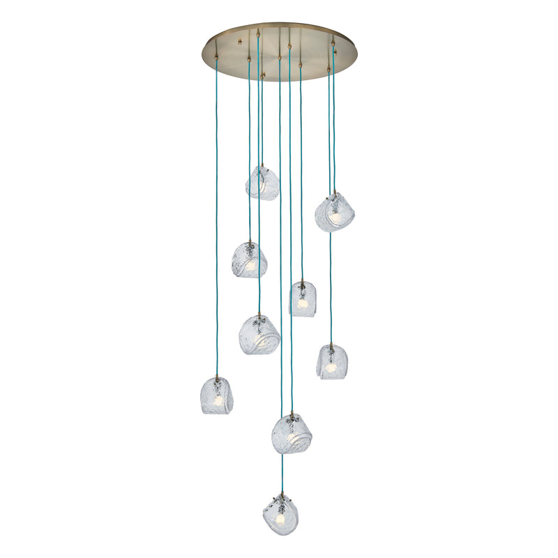 Kalco 529553WB Nine Light Chandelier, Winter Brass