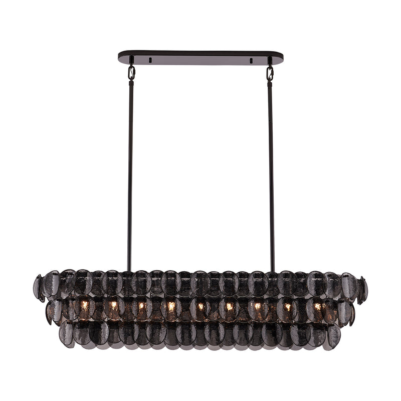 Kalco 524661BN Nine Light Linear Pendant, Black Nickel
