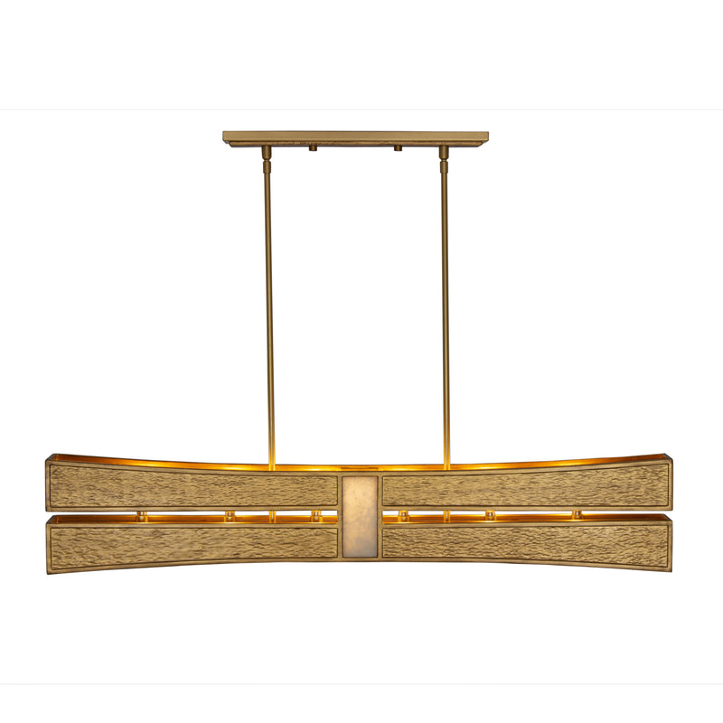 Kalco 528461RBG Six Light Linear Pendant, Rustic Gold and Brushed Gold