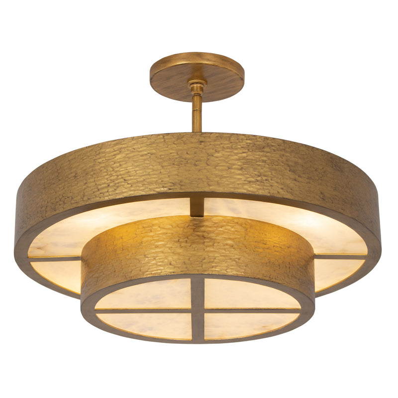 Kalco 528645RSG Eight Light Convertible Pendant / Semi-Flush, Rustic Gold