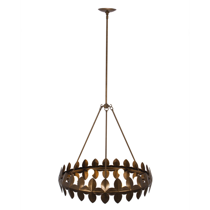Kalco 529055PAB Six Light Chandelier, Pearlized Antique Brass