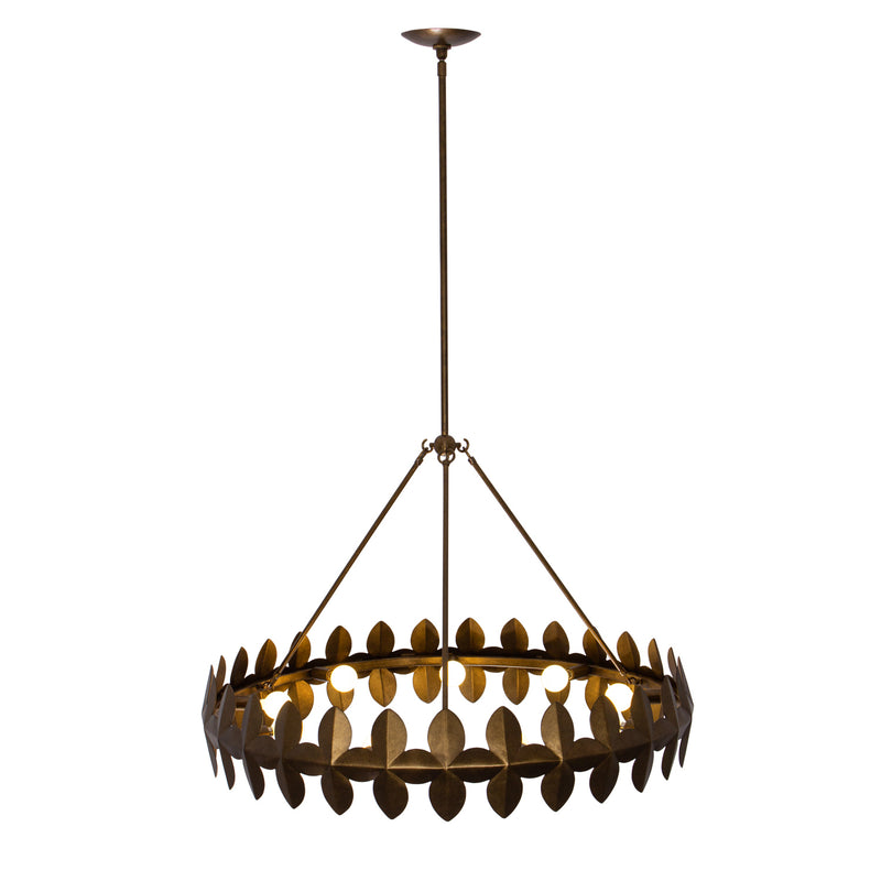 Kalco 529056PAB Nine Light Chandelier, Pearlized Antique Brass