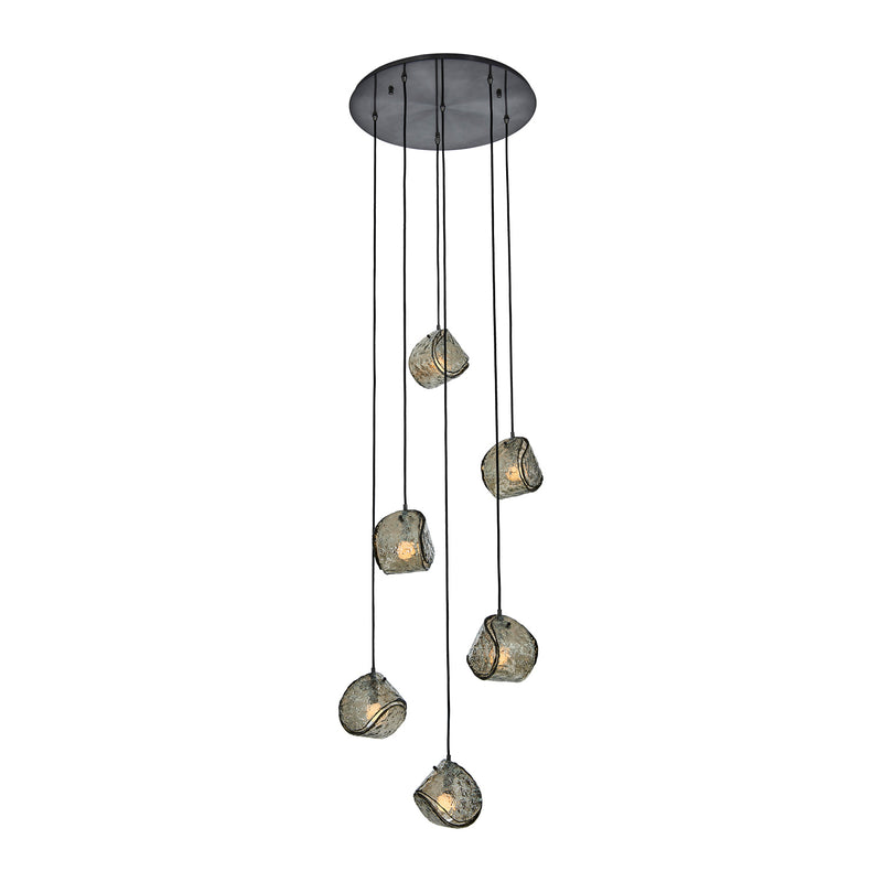 Kalco 529552SBN Six Light Chandelier, Satin Black Nickel