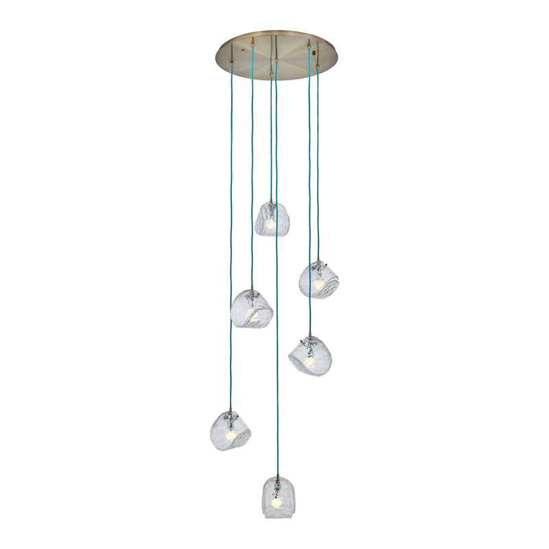Kalco 529552WB Six Light Chandelier, Winter Brass