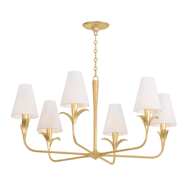 Troy Lighting F4740-GLI Six Light Chandelier, Gilded Ivory