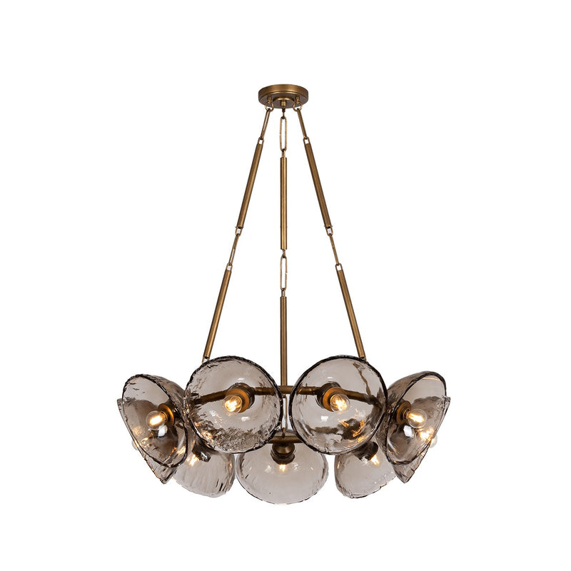 Troy Lighting F5436-PGL Nine Light Chandelier, Patina Gold Leaf