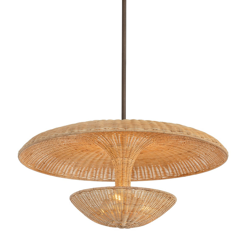 Troy Lighting F6230-BRL Three Light Pendant, Bronze Leaf