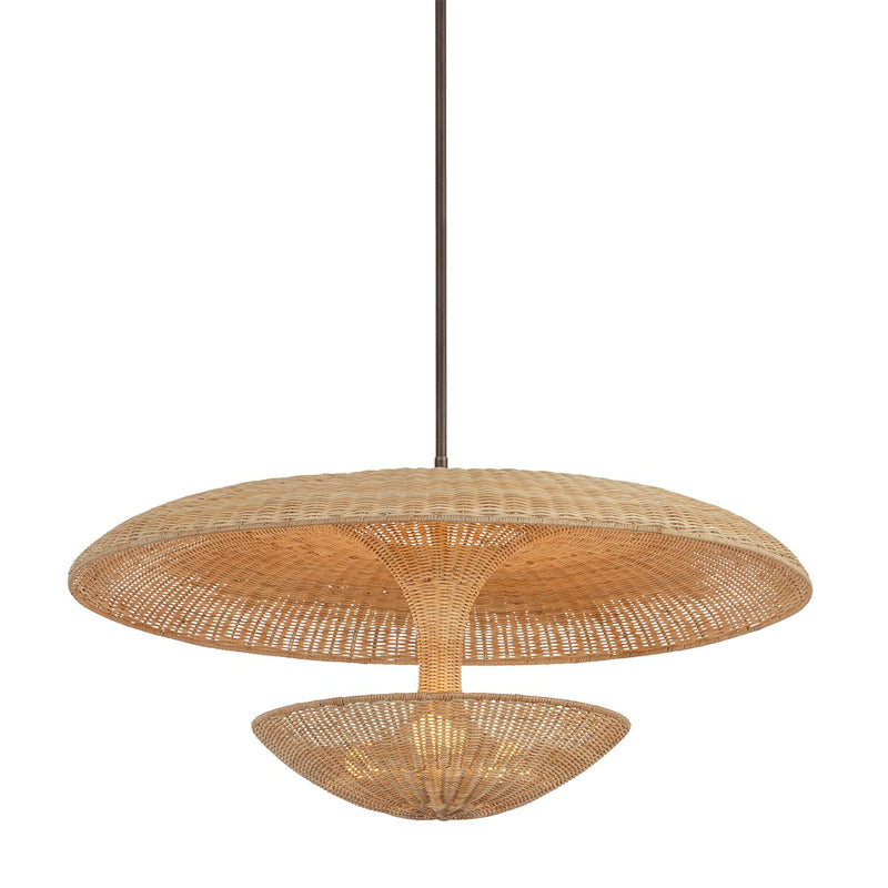 Troy Lighting F6240-BRL Three Light Pendant, Bronze Leaf