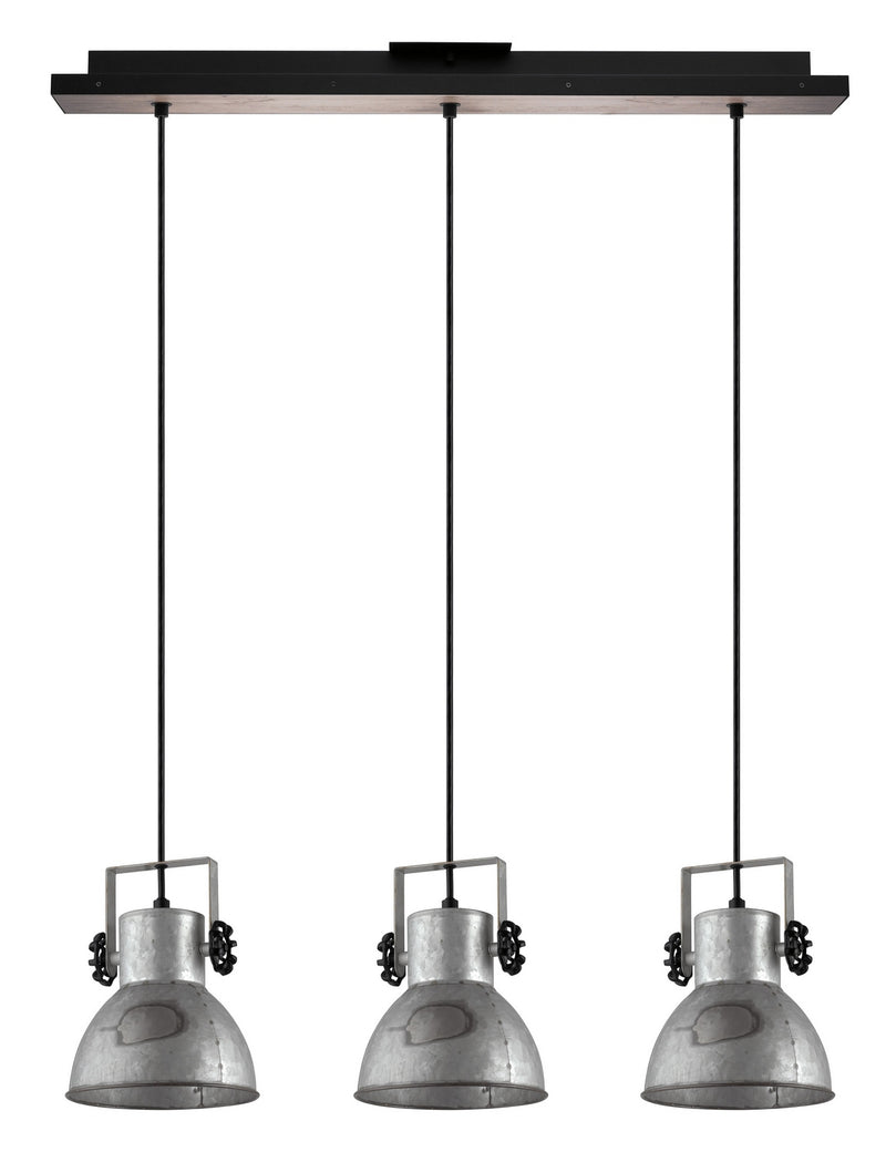 Eglo USA 203399A Three Light Pendant, Black & Bleached Wood