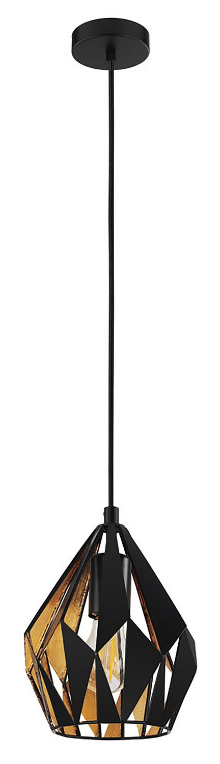 Eglo USA 204241A One Light Pendant, Matte Black/Gold Leaf