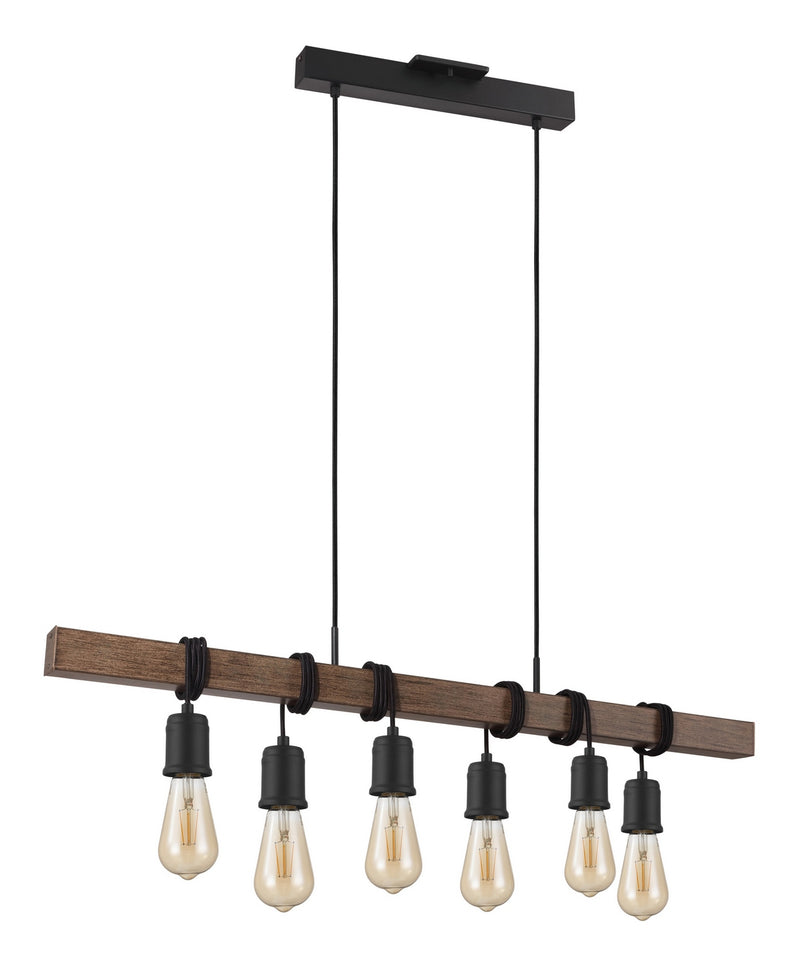 Eglo USA 204243A Six Light Pendant, Black, Dark Brown
