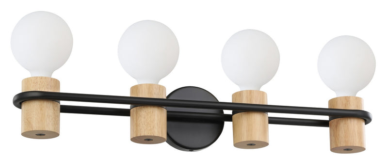 Eglo USA 205371A Four Light Bath/Vanity, Matte Black & Wood
