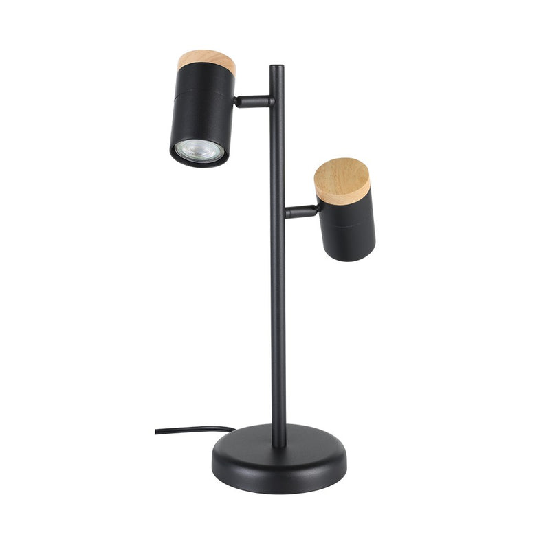Eglo USA 205832A LED Table Lamp, Structured Black & Wood Accent