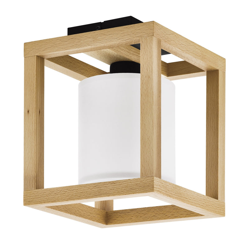 Eglo USA 390097A One Light Ceiling Mount, Black & Natural Wood