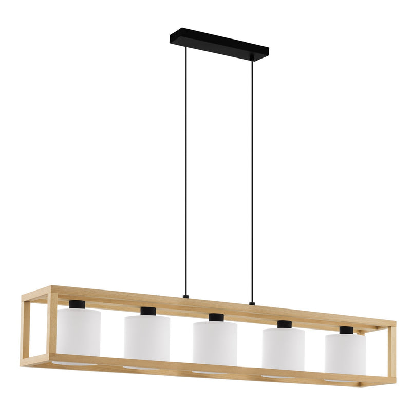 Eglo USA 390102A Five Light Pendant, Natural Wood