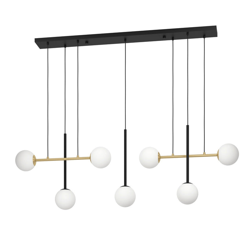 Eglo USA 390178A Seven Light Linear Pendant, Black / Brushed Gold