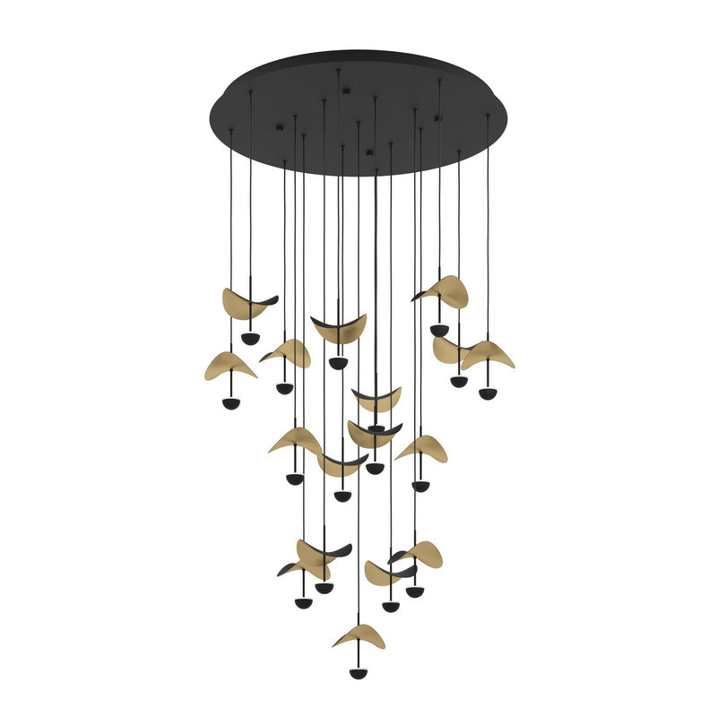 Eglo USA 390341A LED Pendant, Black & Gold Leaf
