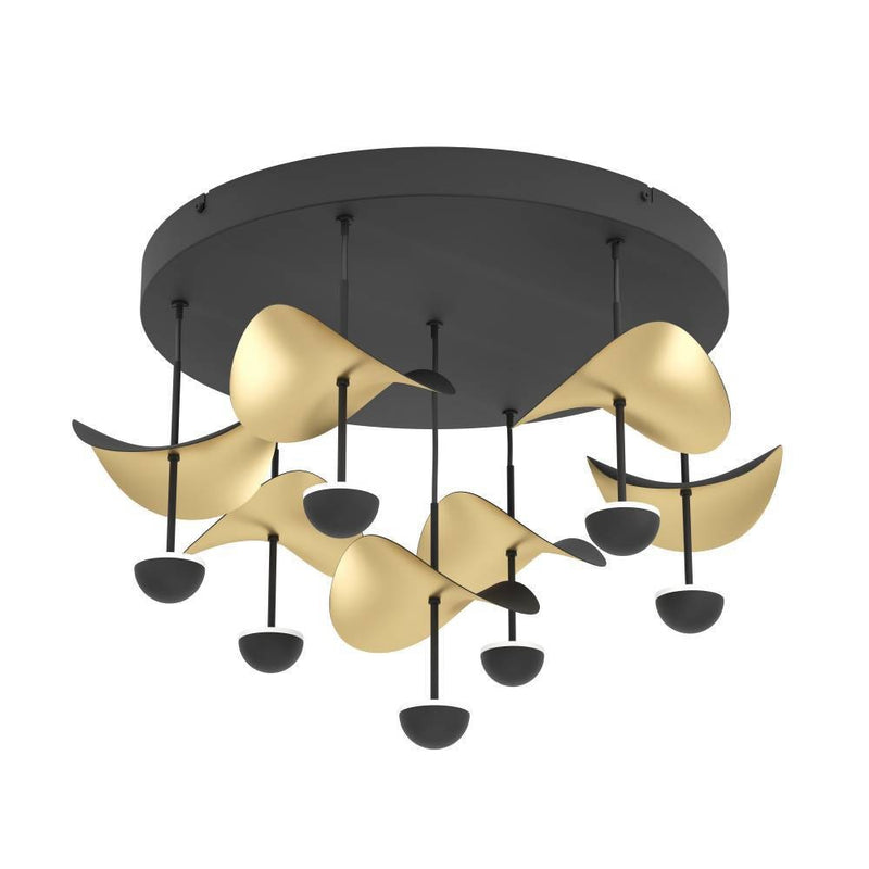 Eglo USA 390411A LED Ceiling Mount, Black & Gold Leaf