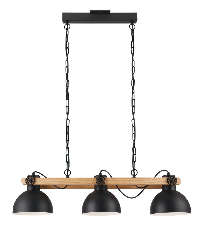 Eglo USA 43163A Three Light Linear Pendant, Black