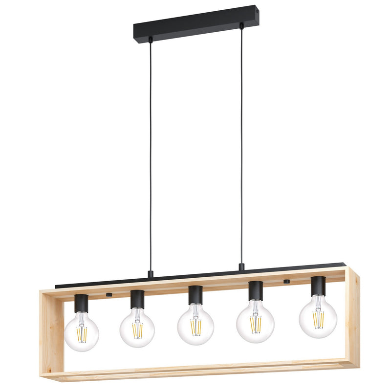 Eglo USA 43414A Five Light Linear Pendant, Black