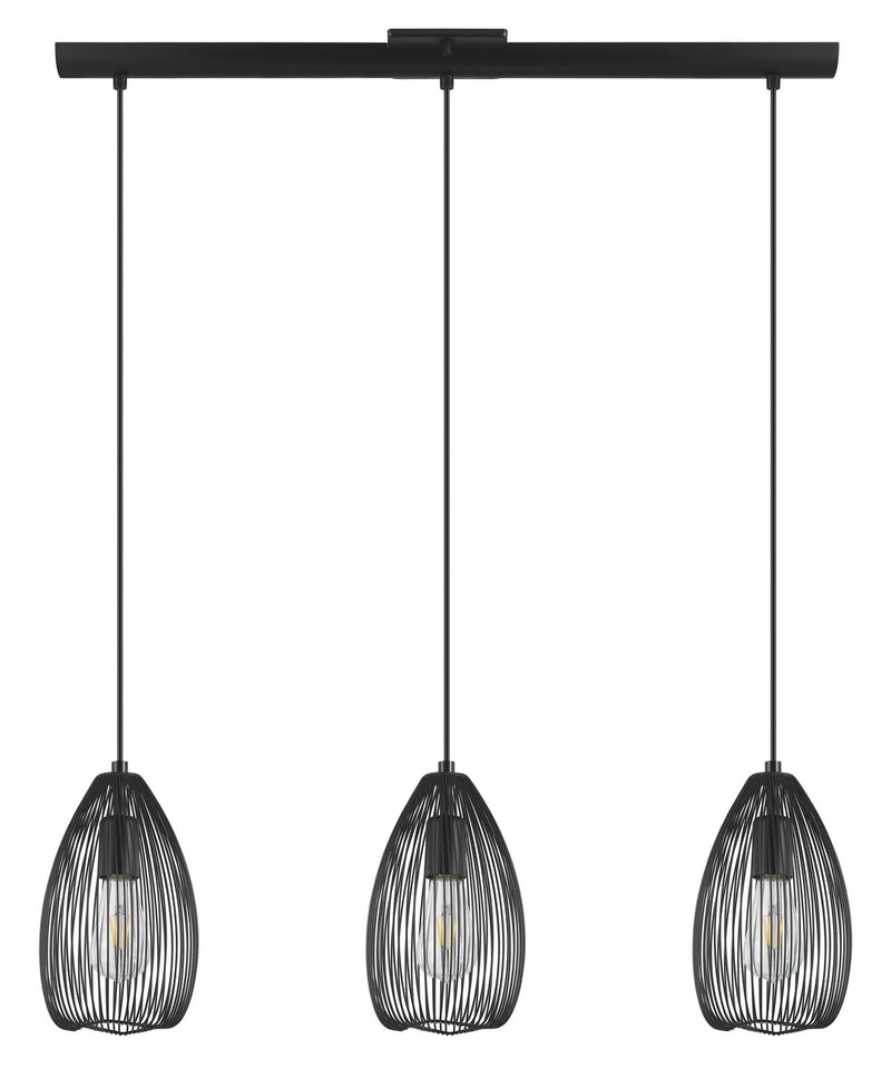 Eglo USA 49142A Three Light Linear Pendant, Black