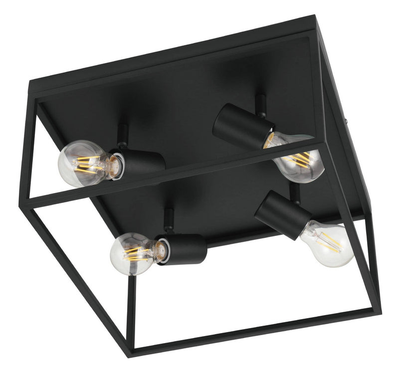 Eglo USA 98334A Four Light Ceiling Mount, Black