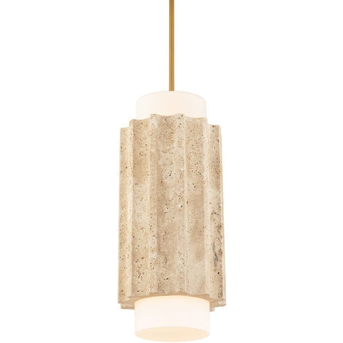Modern Forms PD-62516-30-WV/AB LED Mini Pendant, Beige Travertine/Aged Brass