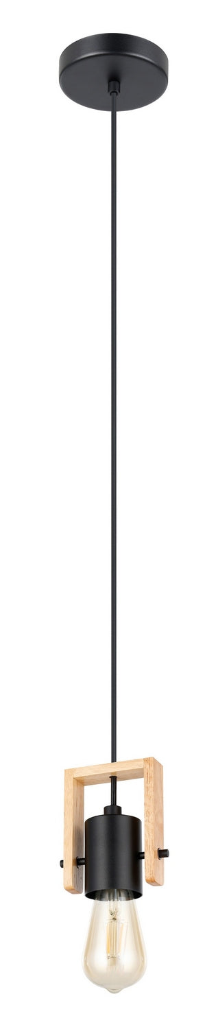 Eglo USA 205655A One Light Pendant, Black & Wood