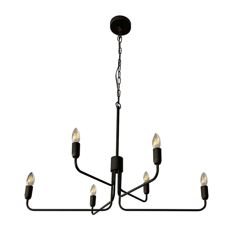 Eglo USA 205786A Six Light Chandelier, Black