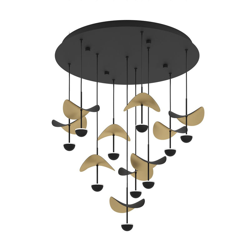 Eglo USA 205804A LED Ceiling Mount, Black & Gold Leaf