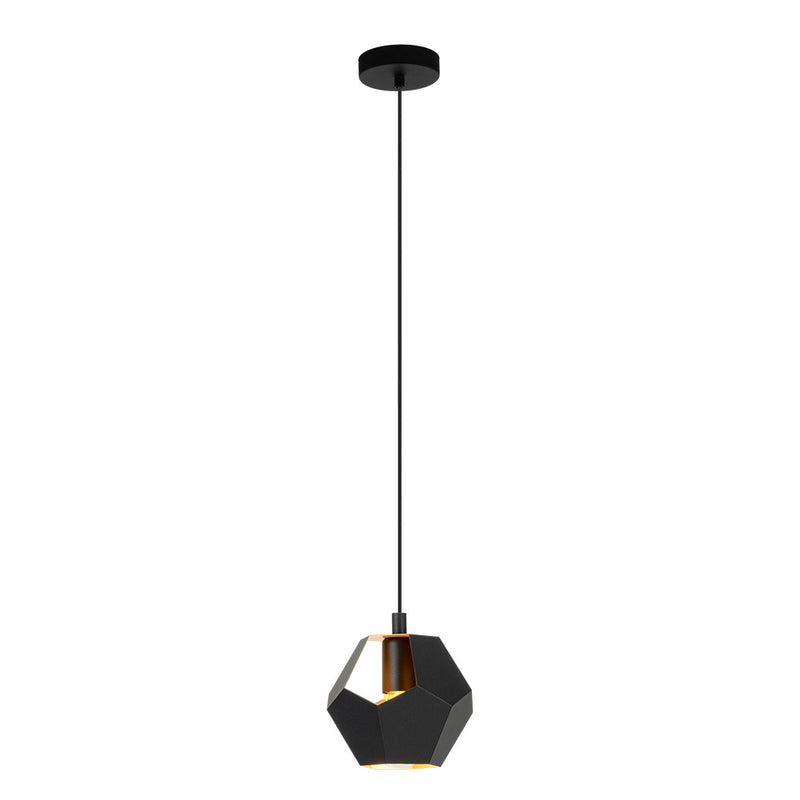 Eglo USA 205808A One Light Mini Pendant, Structured Black & Gold